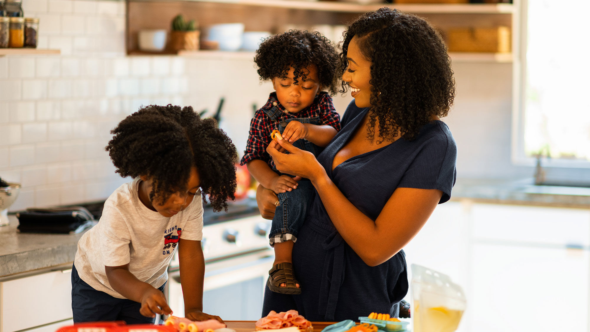 happy family in the kitchen