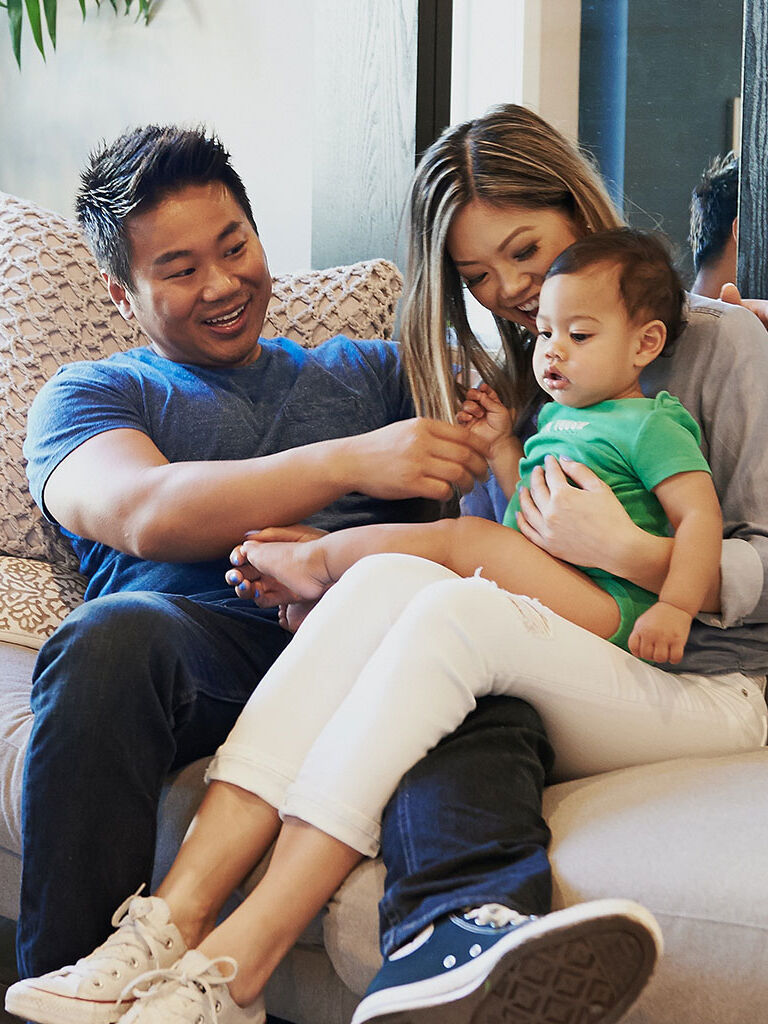 happy family on couch happy family on couch