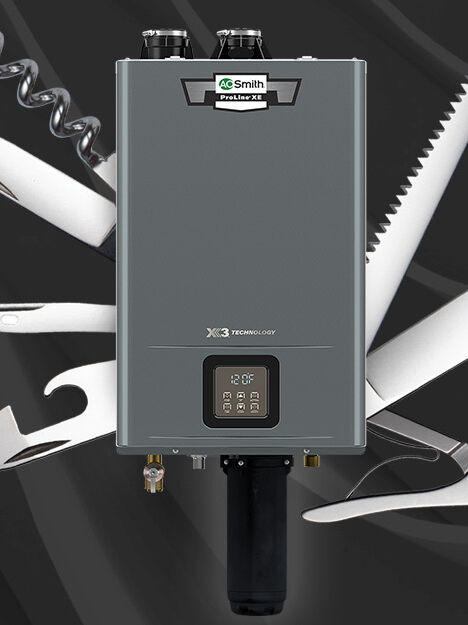 The new Adapt premium gas tankless hot water heater image made to look like a swiss army knife The new Adapt premium gas tankless hot water heater image made to look like a swiss army knife