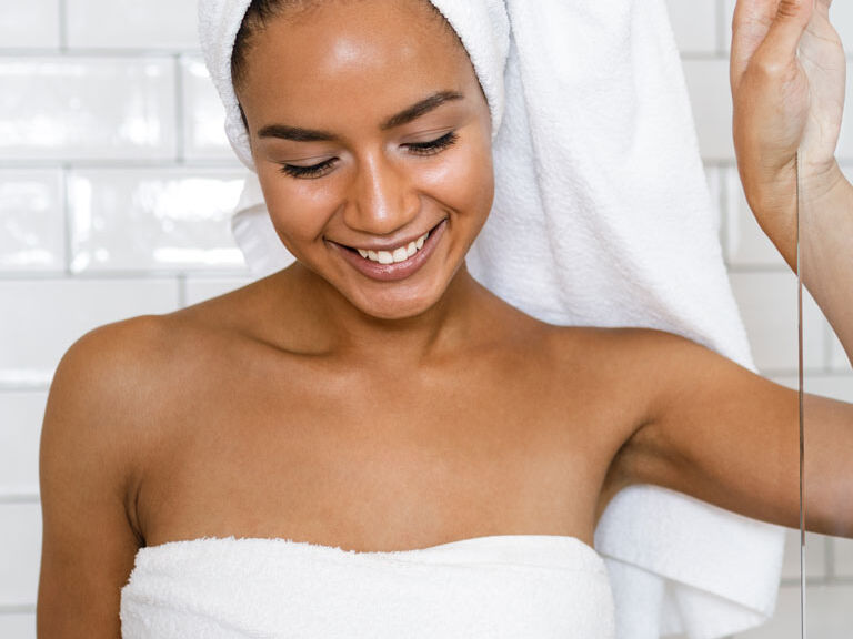 woman in shower