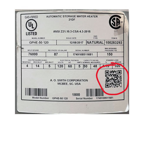 screenshot of a rating plate that has a QR code circled in red.