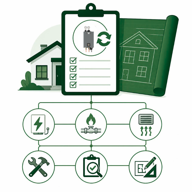 infographic showing all the work that goes into tank to tankless