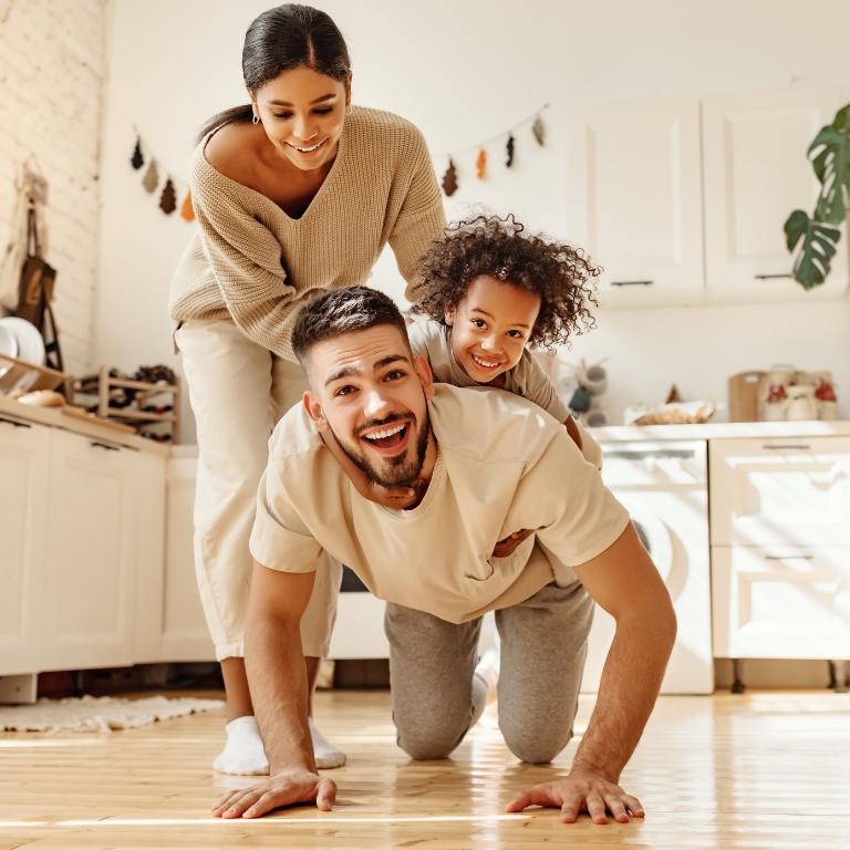 Happy family living with peace of mind Happy family living with peace of mind